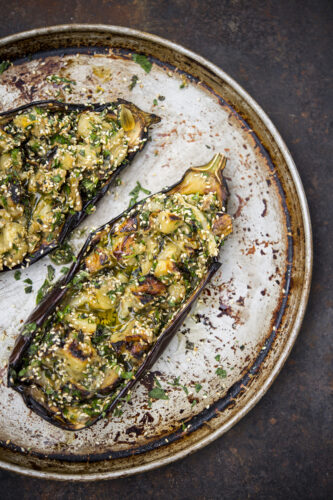 Make room on your grill for smoky charred eggplant